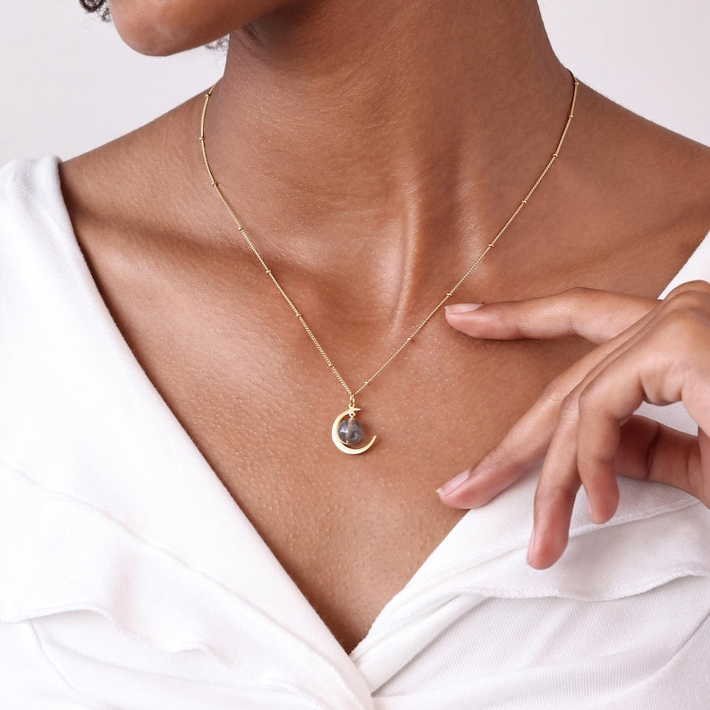 Personalized Crescent Moon Necklace